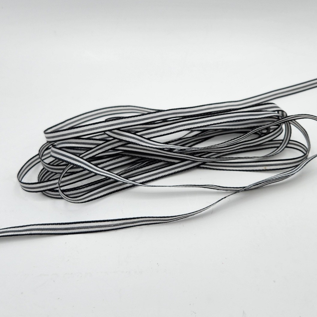 1/4 inch black and white stripe ribbon