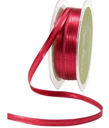 1/4 Inch Satin Center Band Ribbon with Woven Edge - Burgundy