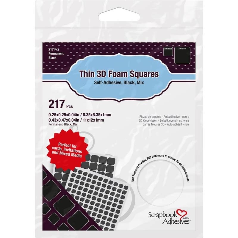 Scrapbook Adhesives Black THIN 3d Foam Squares 