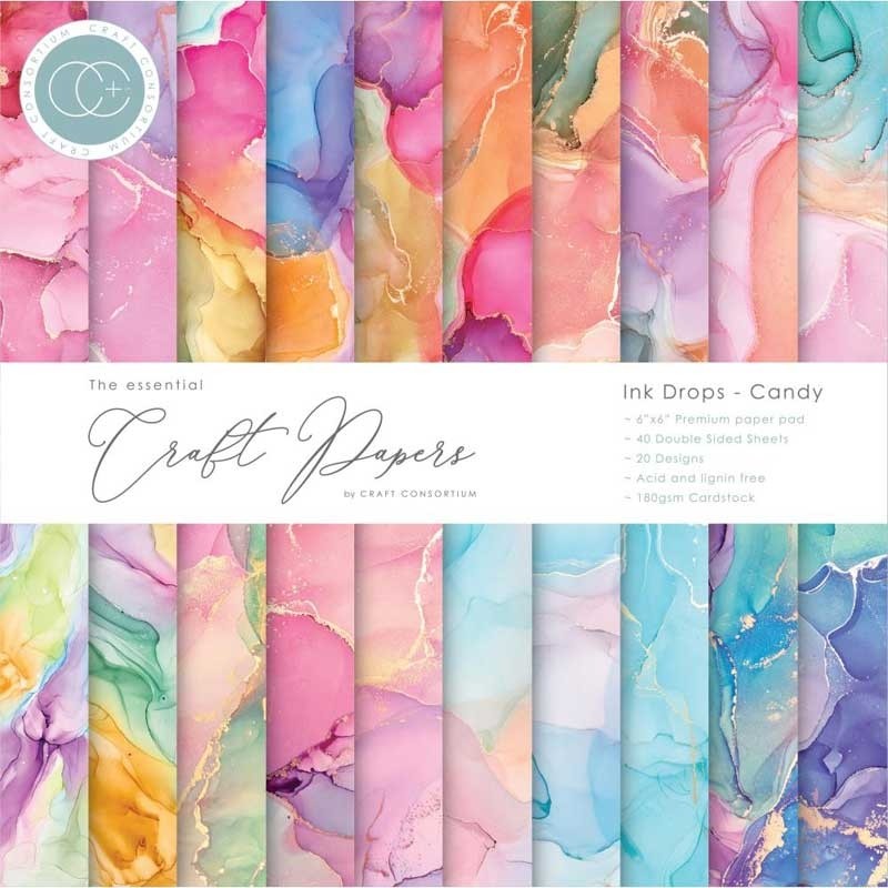 Craft Consortium Double-Sided Paper Pad Inkdrops Candy