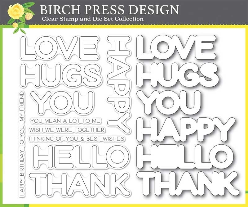 sale - Birch Press Happy Lingo clear stamp and die set CL8156