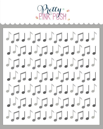 Pretty Pink Posh Layered Music Notes Stencil (3 layer) 