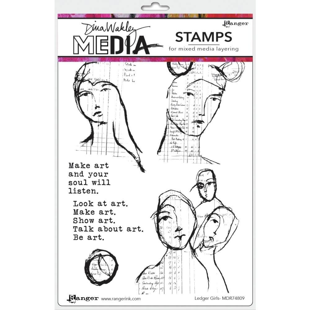 NEW Dina Wakley Ledger Girls Stamp Set