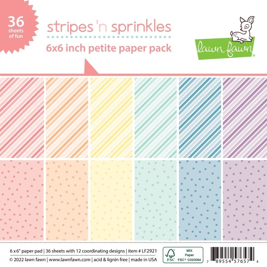 Lawn Fawn Stripes 'n Sprinkles Petite 6x6 Paper Pack LF2921