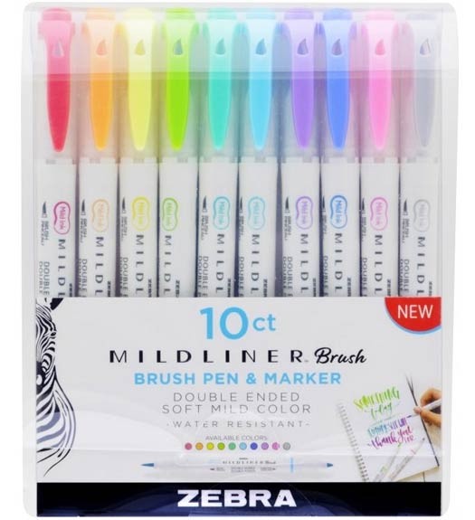 Zebra Mildliner Brush Pen and Marker set