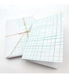 Mint Grid 4bar Notecards w/envelopes