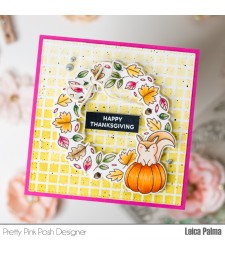 Pretty Pink Posh Autumn Leaf Wreath stamp set