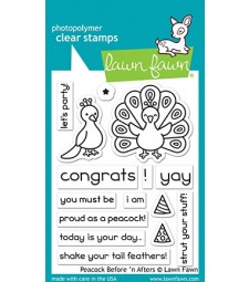  Lawn Fawn peacock before 'n afters clear stamps LF2960