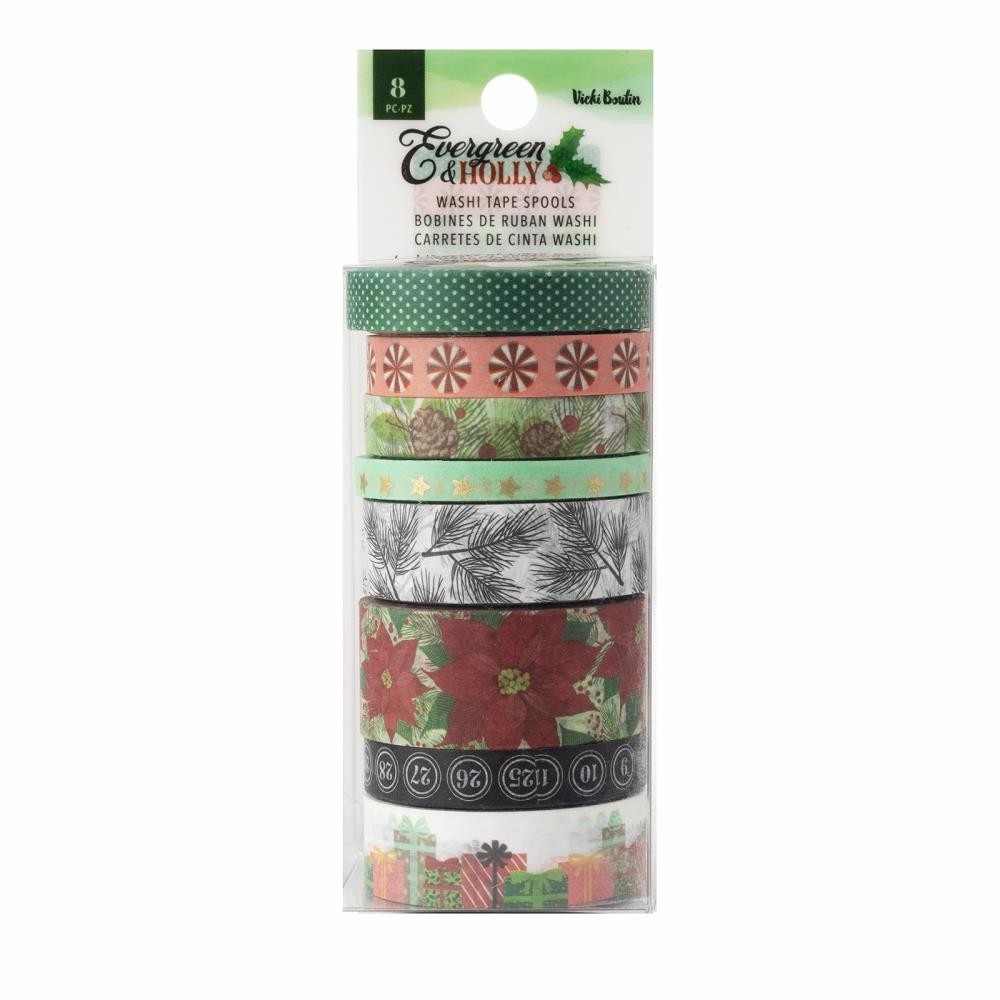 Vicki Boutin Evergreen & Holly Washi Tape 8/Pkg