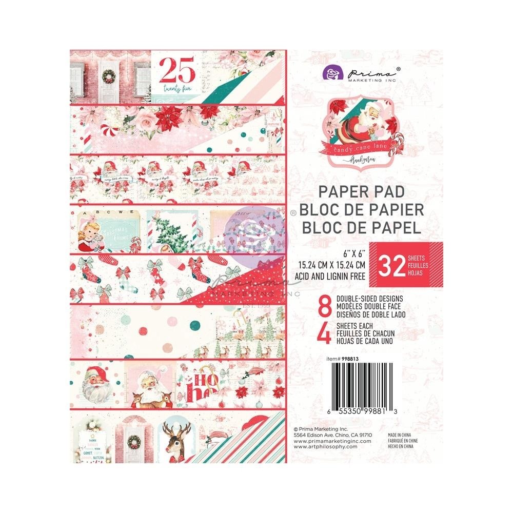 Candy Cane Lane Double-Sided Paper Pad 6"X6" 32/Pkg