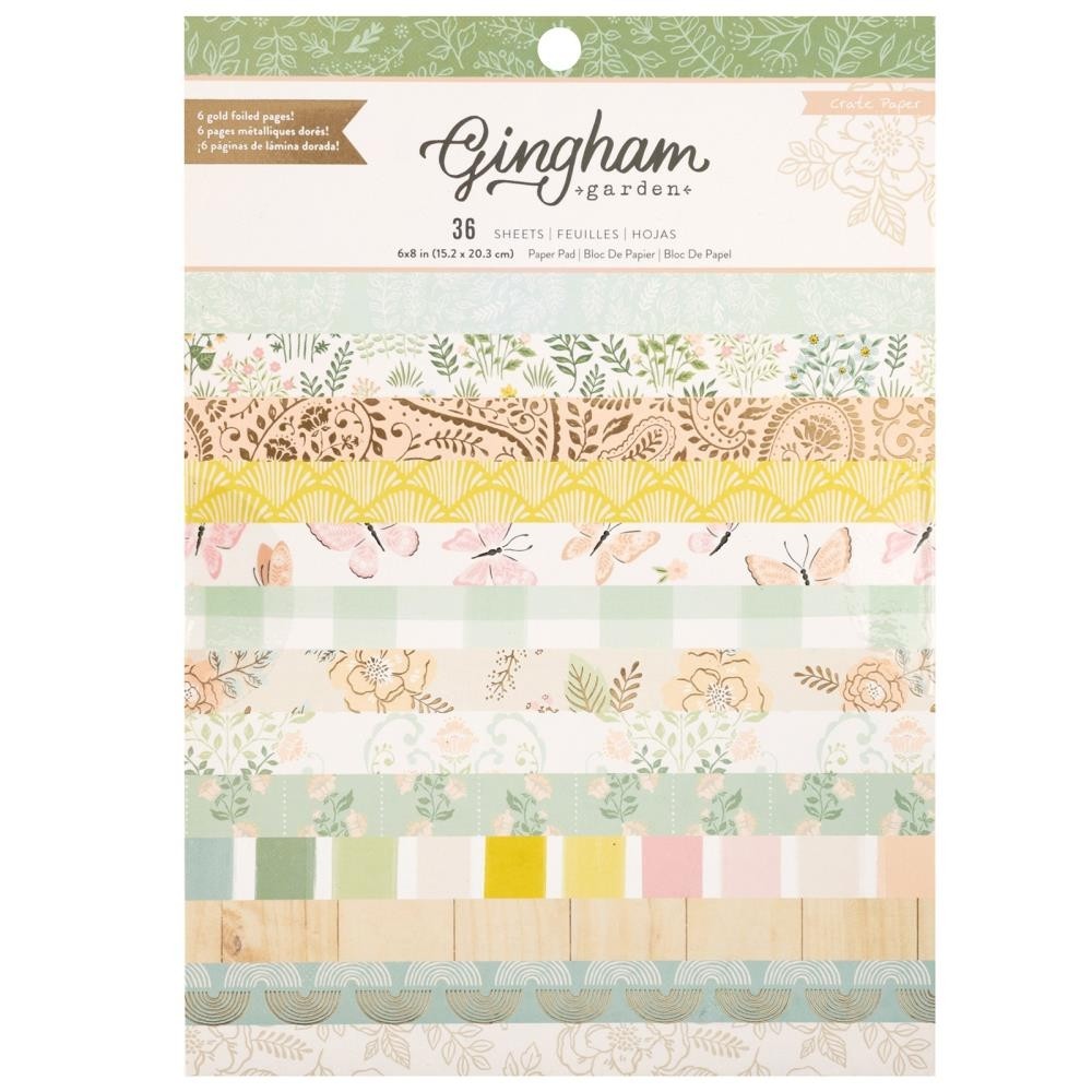 Crate Paper Single-Sided Gingham Garden Paper Pad 6"X8"