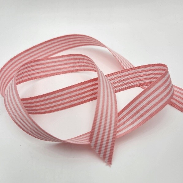 5/8 Pink and White stripe ribbon