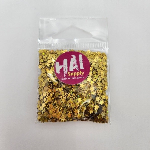 HAI Hologrpahic Mini gold flower confetti