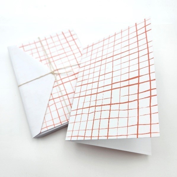 Coral Grid 4bar Notecards w/envelopes