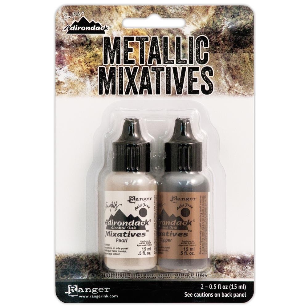 Tim Holtz Alcohol Ink Metallic Mixatives .5oz 2/Pkg Pearl & Copper TIM21254