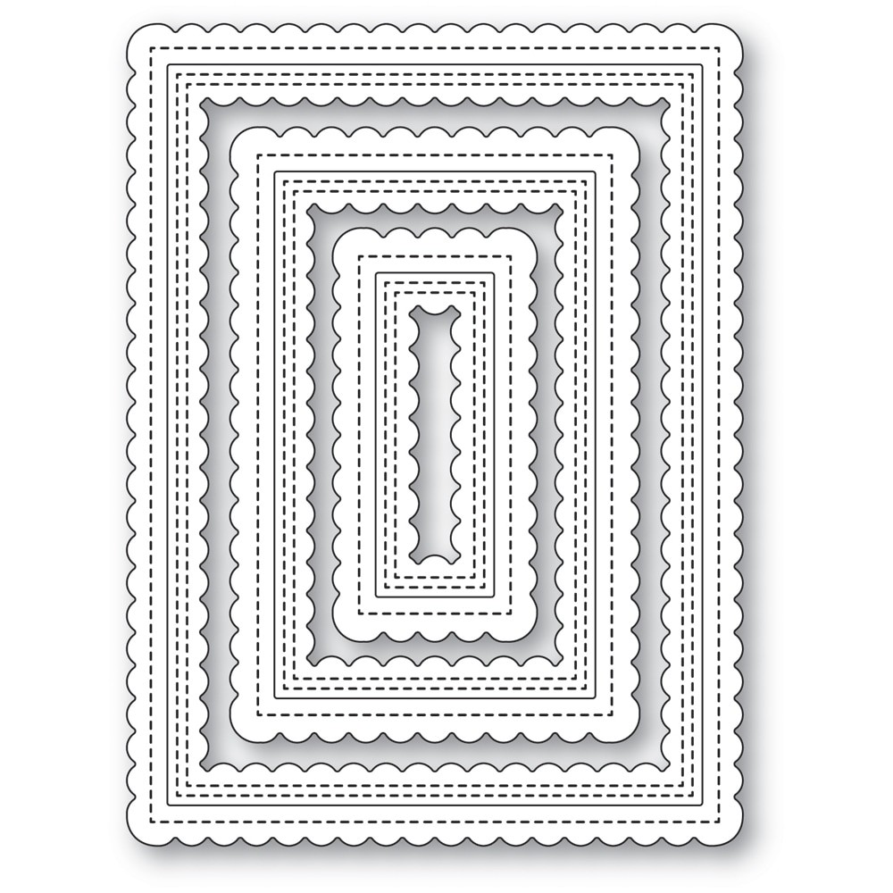 poppystamps Double Scalloped Stitched Frames 2474