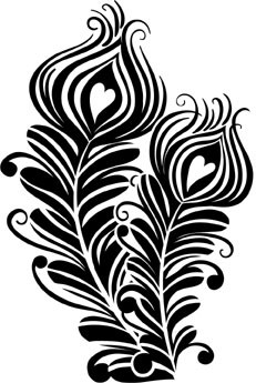 5343i - heart peacock feather