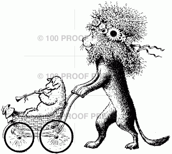 100 Proof Press 837 Lion Pushing Lamb in Stroller
