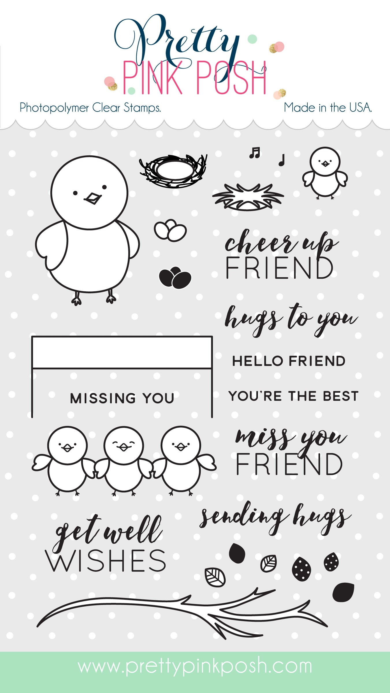 Pretty Pink Posh Birdie Friends Clear Stamp Set