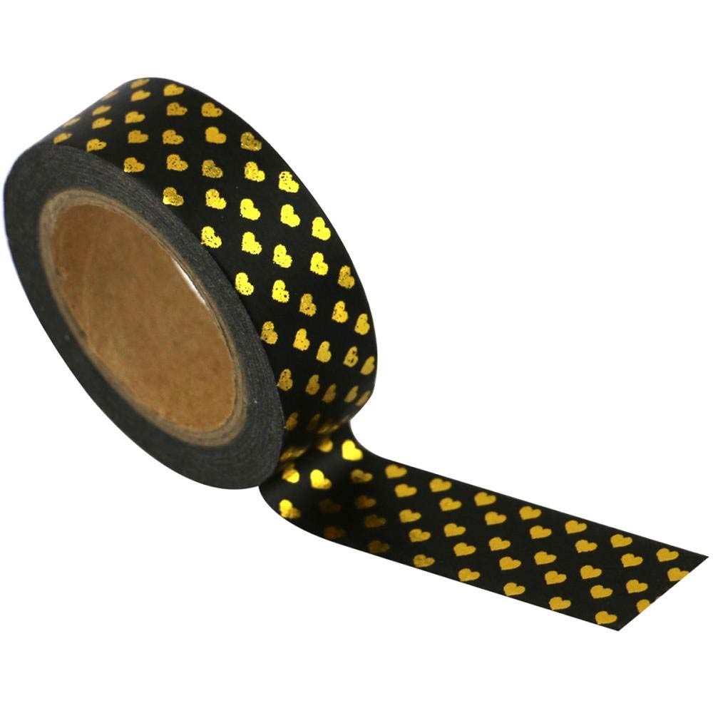 Black with gold hearts washi tape