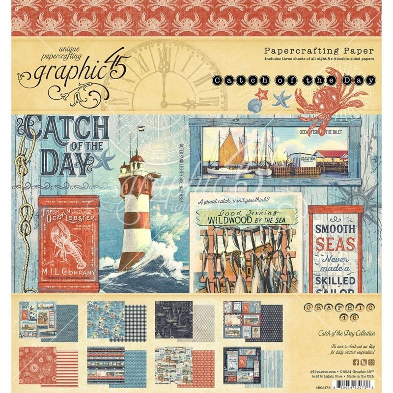SALE - Graphic 45 Catch of the Day 8x8 Paper Pad