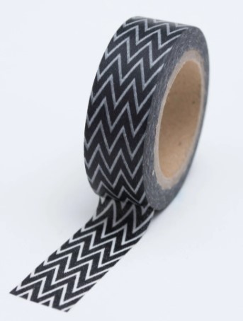 Black and White thin chevron washi tape
