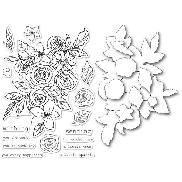 Rose Bouquet clear stamp and die set