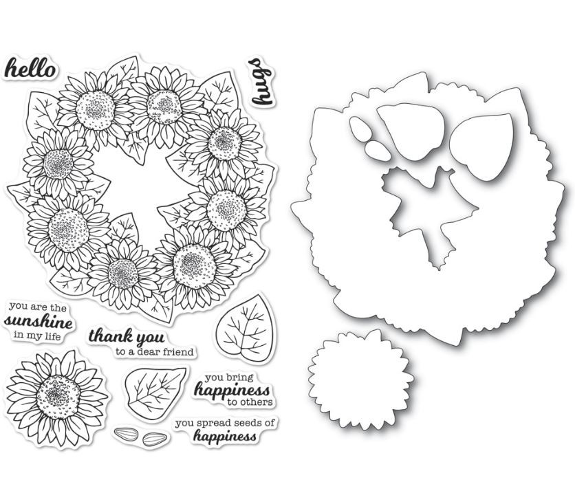 Memory Box Sunflower Wreath Clear stamp and die CL5253D