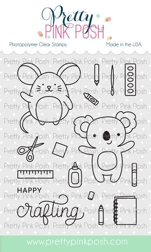 SALE - Pretty Pink Posh Crafty Critters stamp set and matching die
