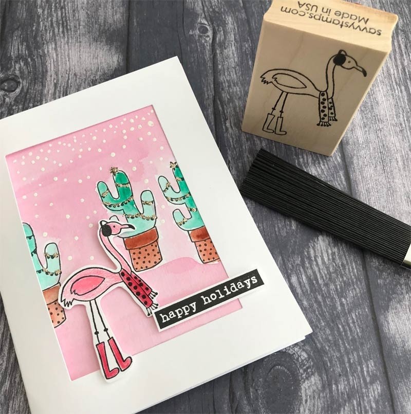 Savvy Stamps winter flamingo stamp 1626f