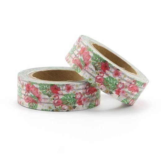 Flamingo Tropical Leaves Washi Tape