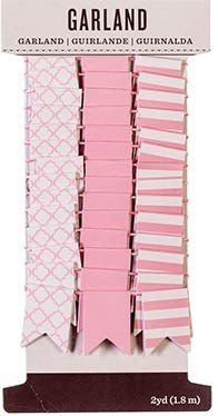 Patterned Pink Flag Mini Garland: 2 yards 