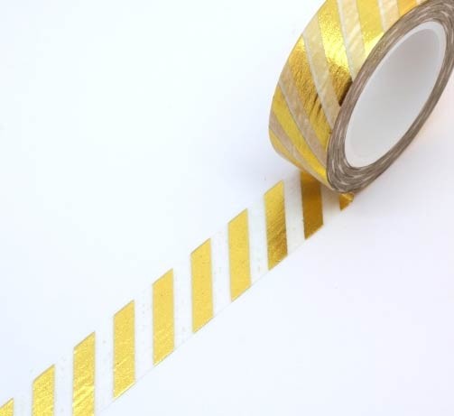 Gold Foil Diagonal Stripe Washi Tape