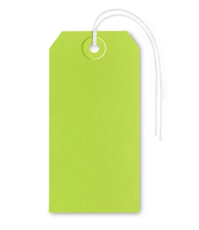 Green shipping tags with string