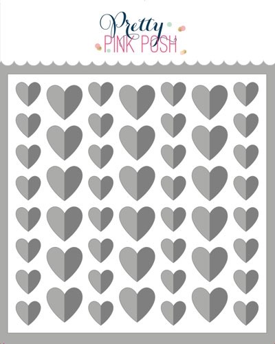 Pretty Pink Posh Half Hearts Stencil (2 layer) 