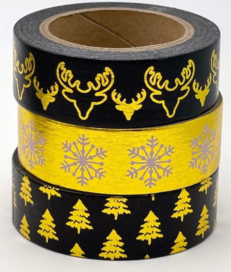 Black with gold trees washi tapes