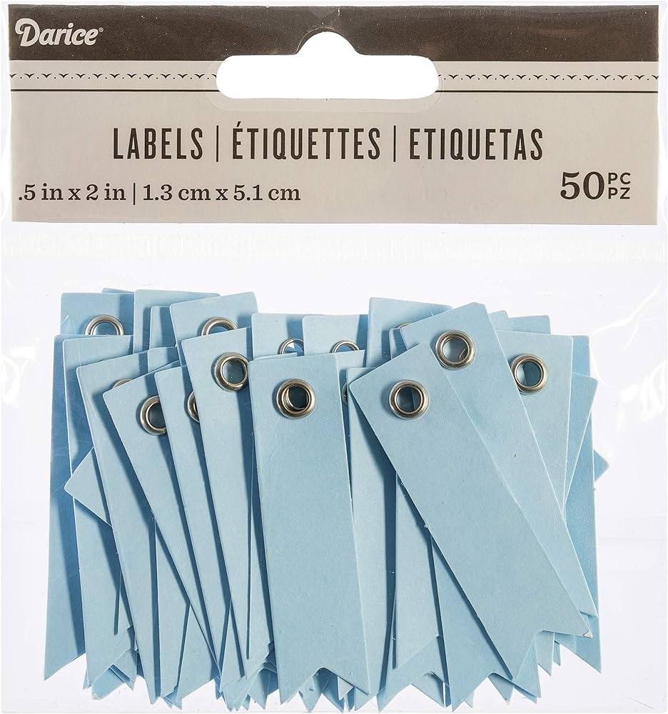 Darice Light Blue Eyelet Label Tags, 50 Piece