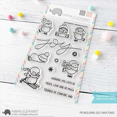 Mama Elephant Penguins Go Skating Clear Stamp Set