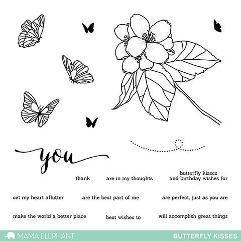 Mama Elephant Butterfly Kisses Clear Stamp Set