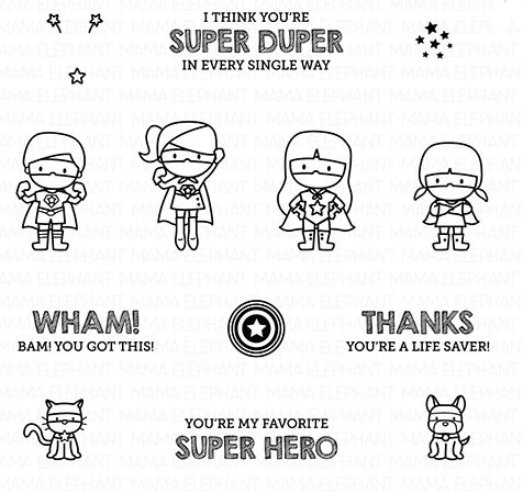 Mama Elephant tiny heroes clear stamp set