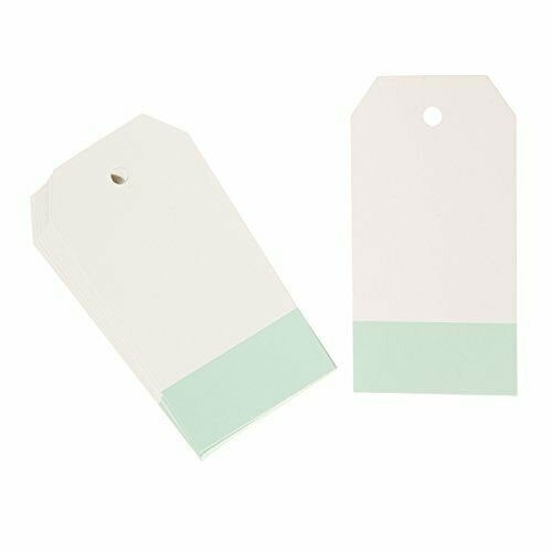 Paper Tags: White with mint green stripe , 2 x 3 inches