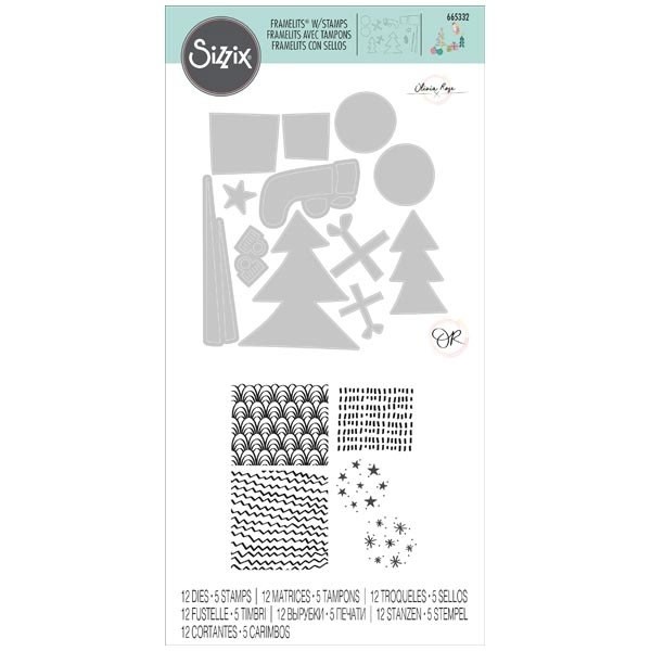 Sizzix Framelits Die Set 12PK w/Stamps - Groovy Christmas 665332