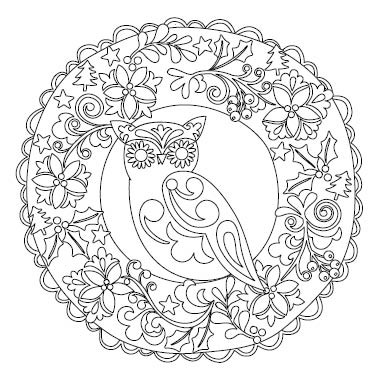 5595g - owl in wreath coloring book