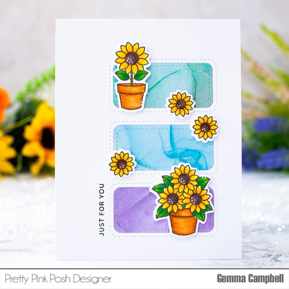 Pretty Pink Posh Potted Sunflowers stamp set