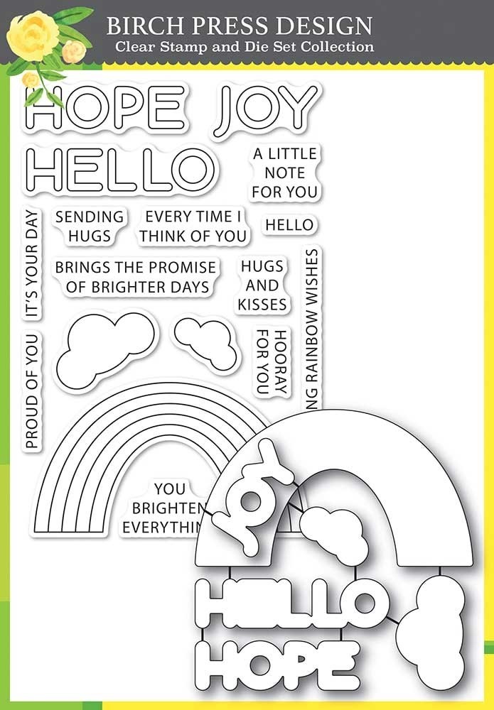  Birch Press Rainbow Days Lingo Notes clear stamp and die set CL8159D