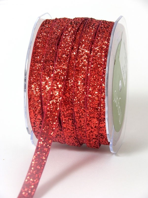 Red Woven Metallic Velvet Ribbon