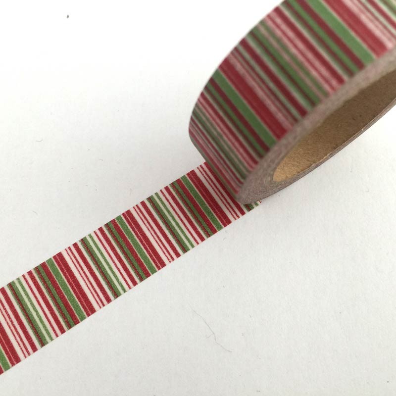 Red and Green Cross Stripe Washi