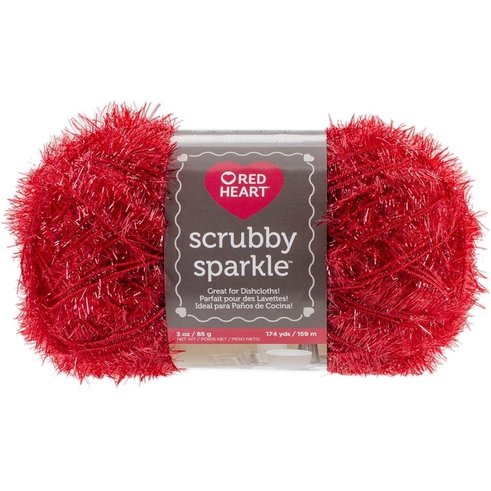 Scrubby Sparkle Yarn Red