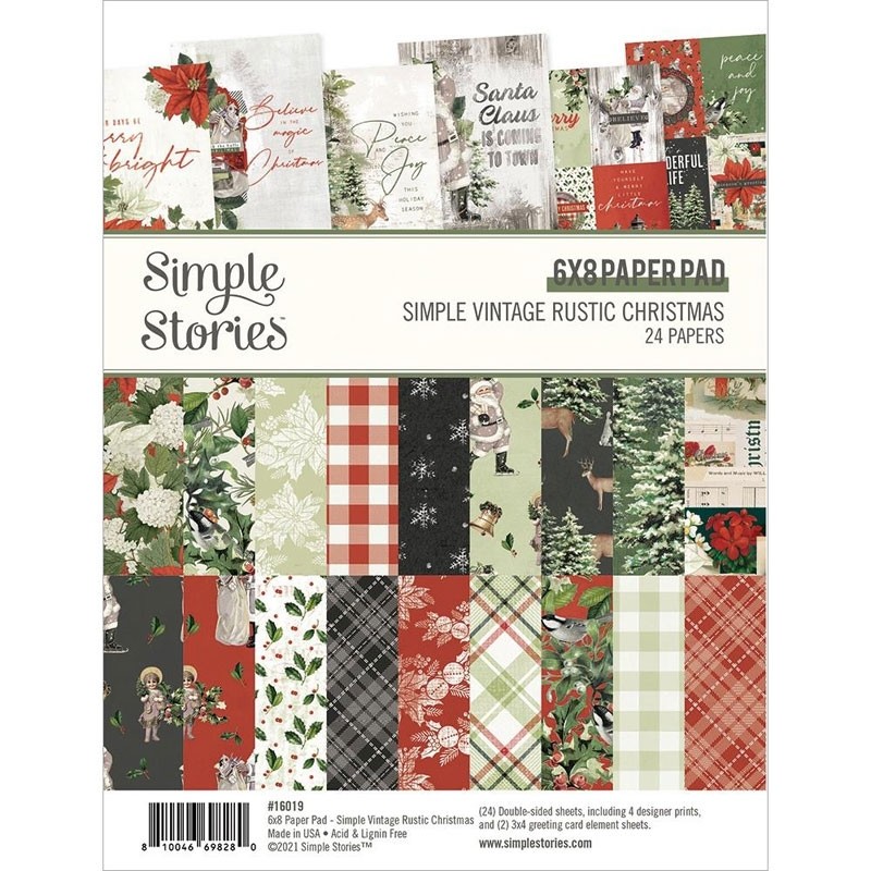 sale - Simple Stories Vintage Rustic Christmas Paper Pad 6x8
