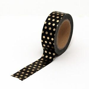 Black with Gold foil dots washi tape
